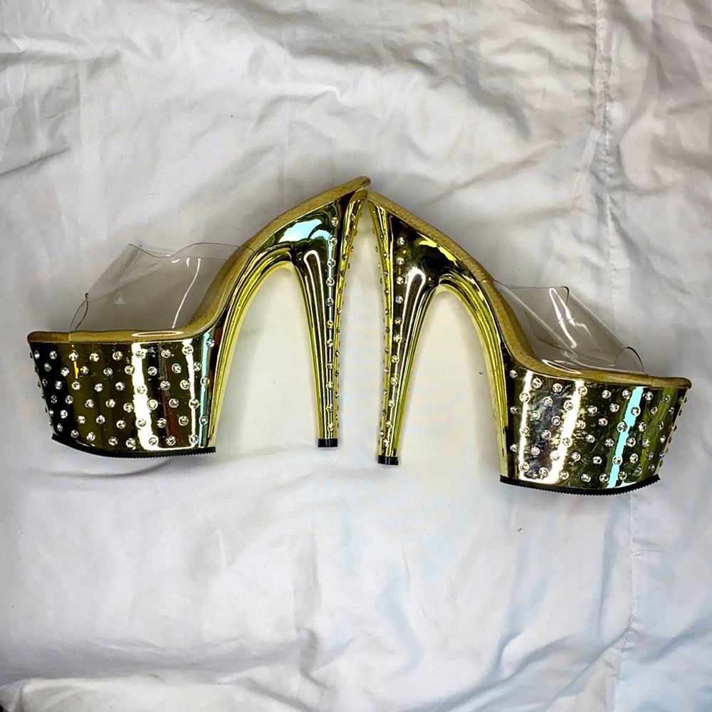 Pleaser Gold Stardust heels